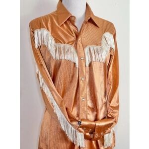 Vintage Rockmount Ranch Wear Women's Fringe Western Shirt 14 1/2
